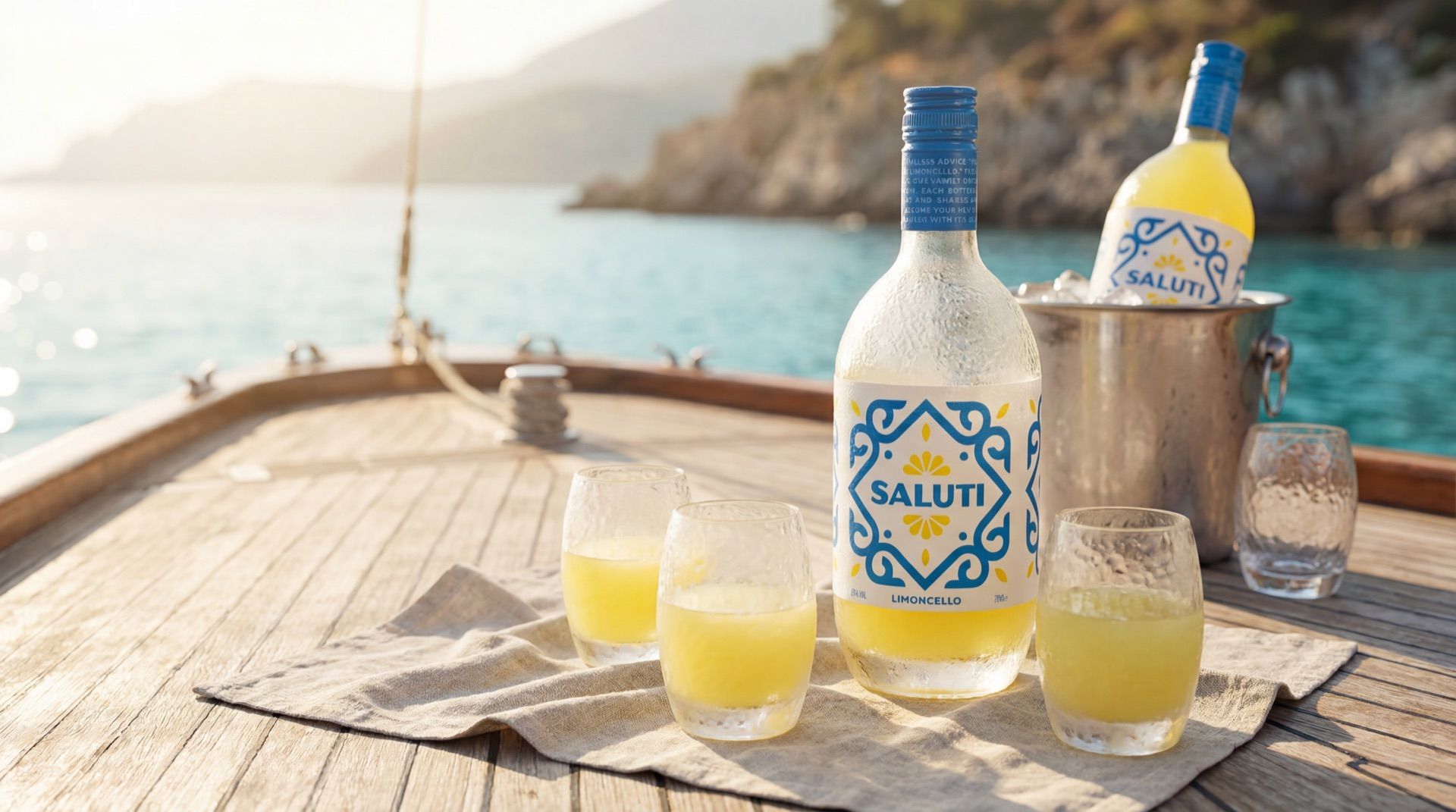 Saluti Limoncello op een boot